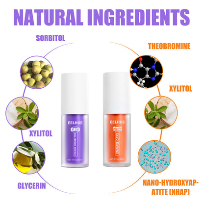 EELHOE V34 Toothpaste Repair Tooth Repair Oral Cleaning Purple Orange Toothpaste Cleans Tooth Stains