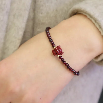 New Flower/Brave Troops/Calf/Lucky Beads Cinnabar Small Natural Garnet Slim Beaded Bracelets for Women Fine Jewelry YBR531